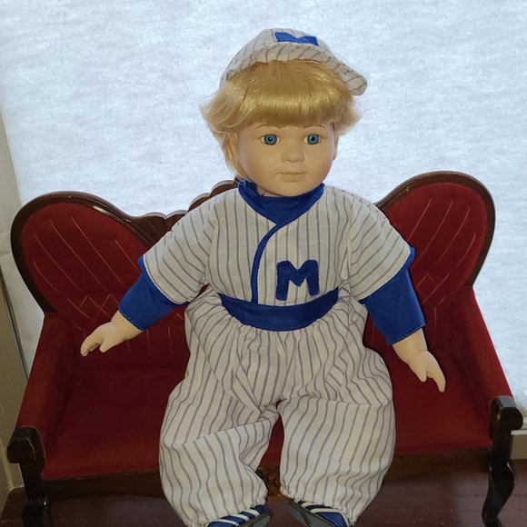 Porcelain Baby Doll Baseball Michael Hand-Painted by Special Moments Brand - Picture 9 of 11